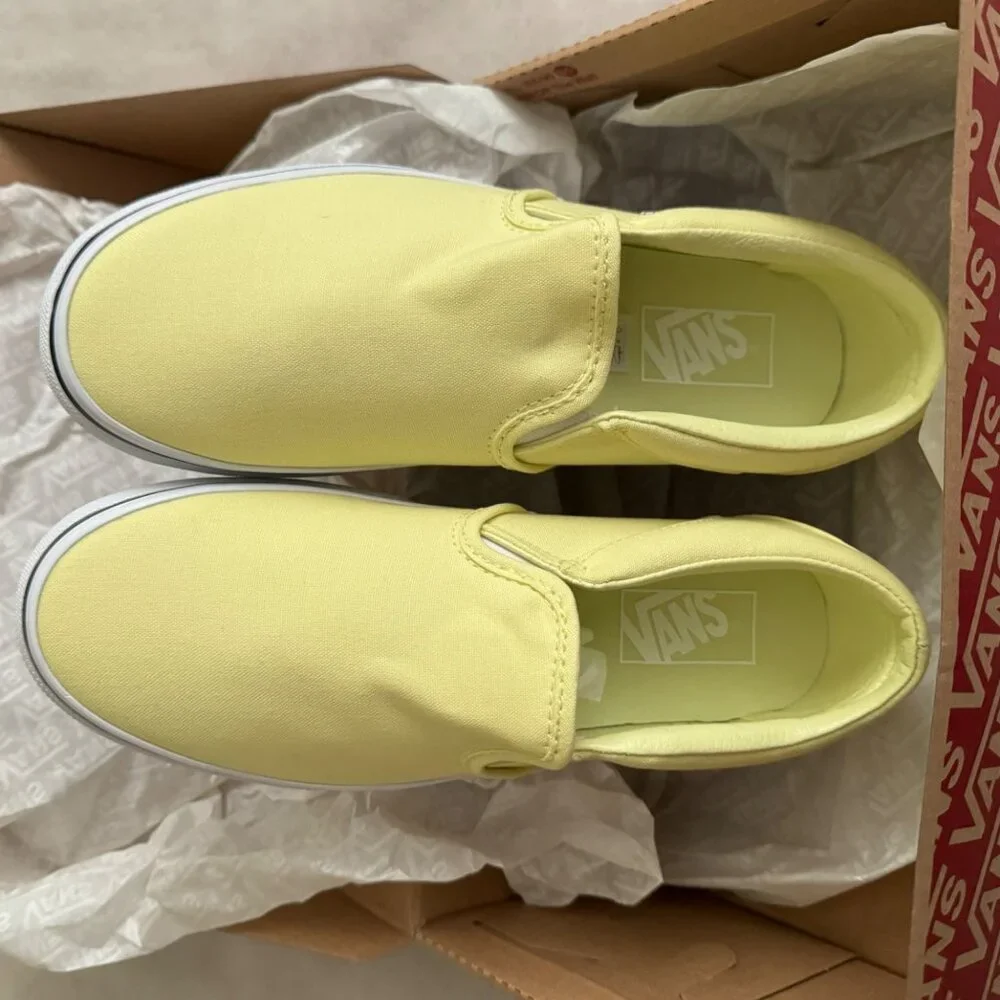 Vans‎ Asher platform st Canvas slip on shoes sneakers sz 8 light green women’s